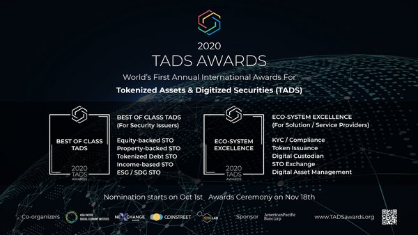TADS Awards -- The World's First Annual International Awards for Tokenized Assets & Digitized Securities Launched in Hong Kong