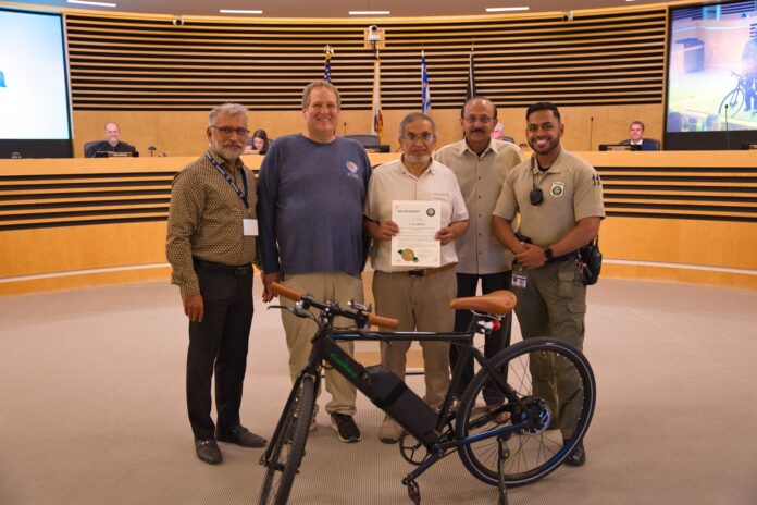 Calibike Founder with Mayor of Corona with Park Rangers